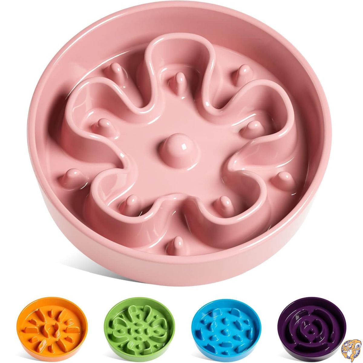 LE TAUCI Slow Feeder Dog Bowls Ceramic, 1.5 Cups Eater Bowl for Dogs, Puppy Fast Eaters, Dishes to Down Eating, Puzzle Food Bowl, Pink Bloom｜アメリカグッドバイブス
