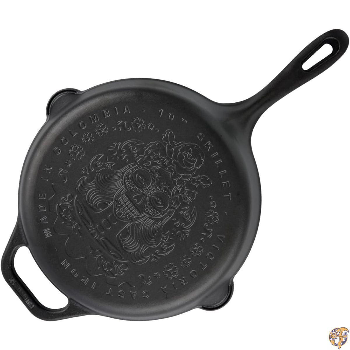 【百貨店大売り出し!引き換え証配送中】Victoria 10in 不帰の客の日 La Catrina 鋳鉄製スキネットボール Dia de los Muertos 老練家鋳鉄フライパン ロング手持ち部分 コロンビア製