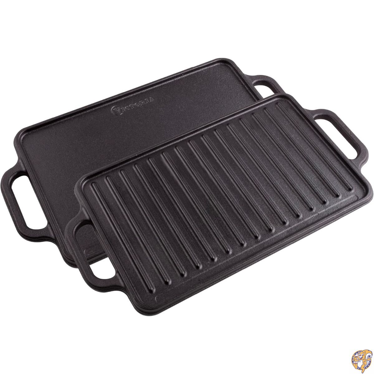 【百貨店大売り出し!クーポン券配達中】Victoria ビクトリア 両面グリドル 33×22糎 GDL-189 鋳鉄 Griddle 調味料済 コロンビア 定まり品 オーヴン 大衆食堂 BBQ 13×8.5 inch