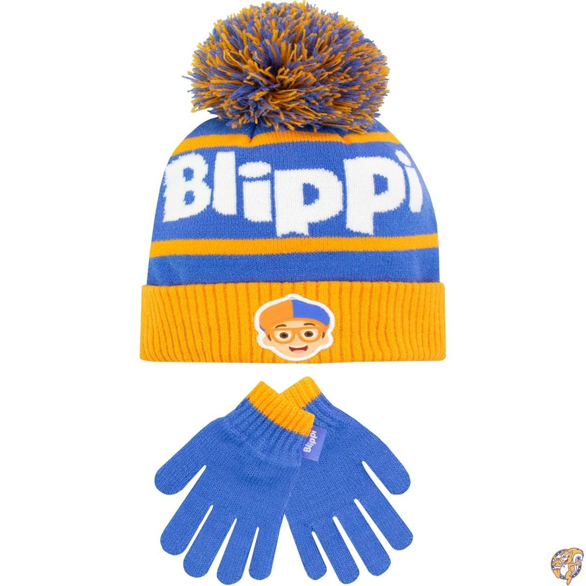 【百貨店大売り出し!クーポン券持参中】Blippi（ブリッピー） キッズ用冬用編み物帽＆グローブ仕掛ける（青み・一大きさ）