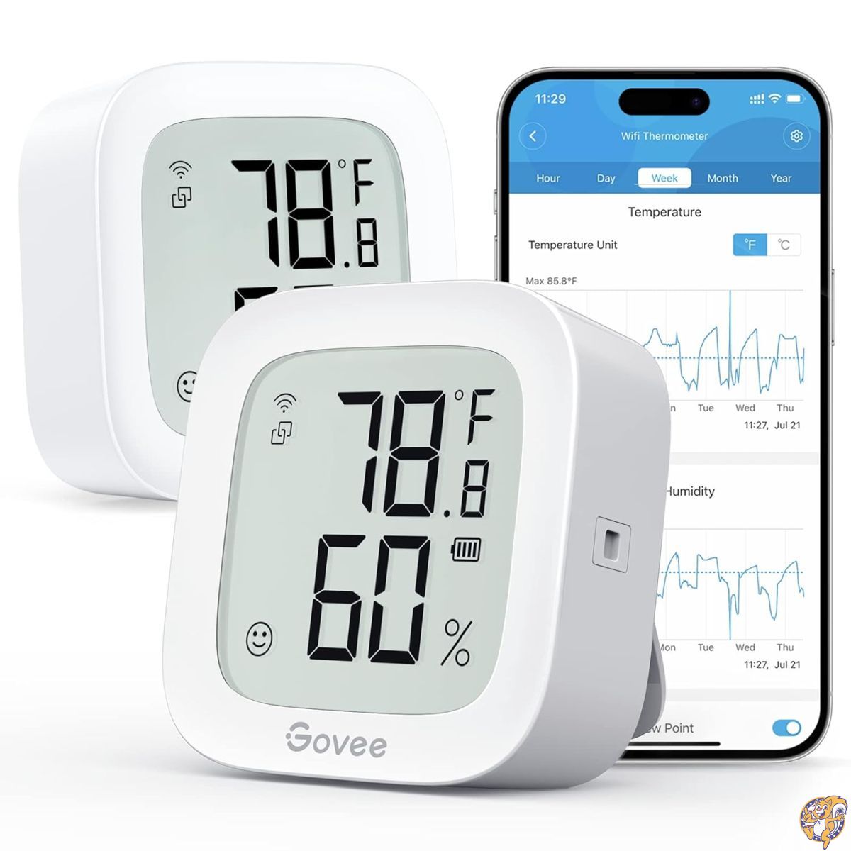 【百貨店大売り出し!引き換え証送達中】Govee 無線LAN 気温計 湿度計 2容器に並べる H5103 屋内気温湿度検出器 陰電子インキ見せびらかす付き添い人 適用業務告げ知らせるアラート 無料データストレージエクスポート 臥し所用デジタルリモートモニター