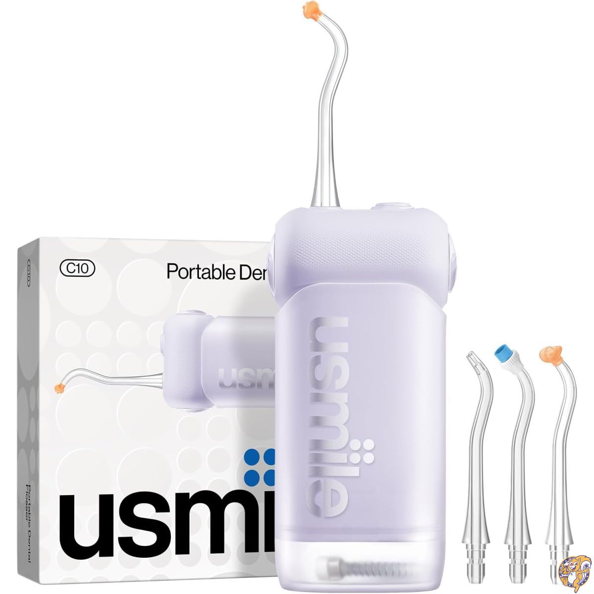 【クーポン配信中】usmile C10 ポータブルウォーターフロッサー - トラベルフレンドリー 95日バッテリー 4モード 360&deg;ノズル 180mlタンク IPX7防水 歯科医推奨 ブレース インプラント 敏感な歯茎に (パープル)｜アメリカグッドバイブス