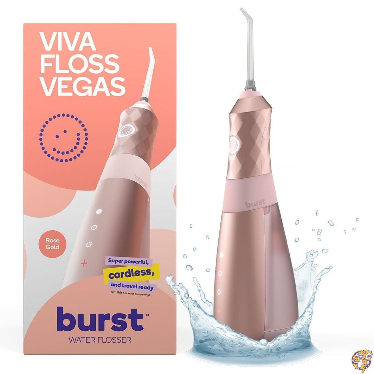 【クーポン配信中】Burst 電動ウォーターフロッサー 歯のクリーニング用 (3つのモード/ローズゴールド) | コードレス ブレースと歯科作業の間の歯垢除去 ポータブルフロス 詰め替え可能な110mlタンク｜アメリカグッドバイブス