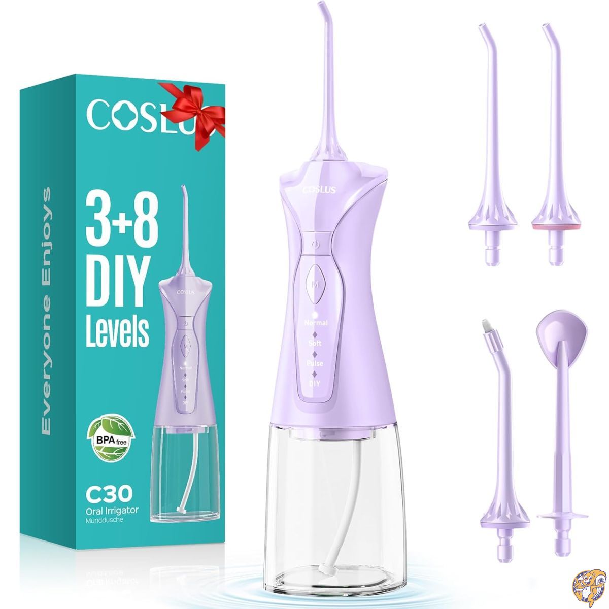 【クーポン配信中】COSLUS ウォーターデンタルフロッサーピック 歯用: 4モード コードレス 300ml 大型タンク ポータブル水歯クリーナーピック IPX7防水フロスマシン 自宅旅行用 FC5360｜アメリカグッドバイブス