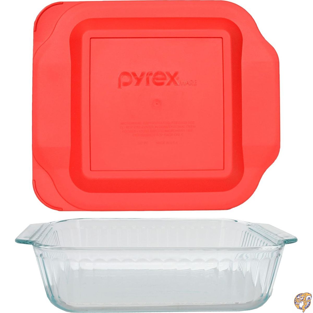 【最大限度2000円クーポン券10日～】Pyrex 20糎 (8in) 真四角 ベーキングディッシュ レッドリッド付