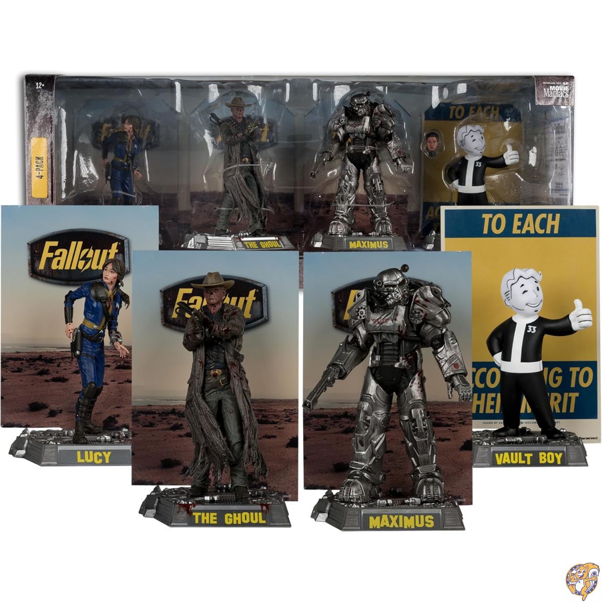 【クーポン配信中】McFarlane Toys - フォールアウトルーシー、マキシマス、グール&ボールトボーイ 6インチ ポーズフィギュア 4個パック|アメリカグッドバイブス