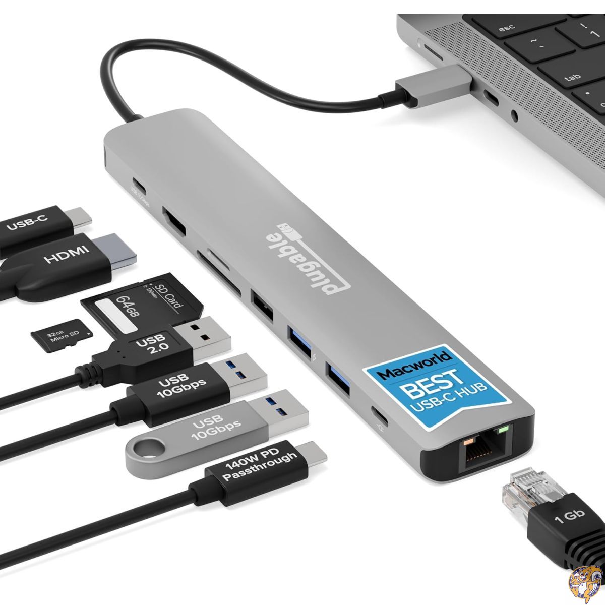 【25日最大4000円クーポン】Plugable USB-C ハブ 9-in-1 マルチアダプター イーサネット付き Windows Mac Chromebook 互換 USB4/Thunderbolt システムでも使用可能|アメリカグッドバイブス