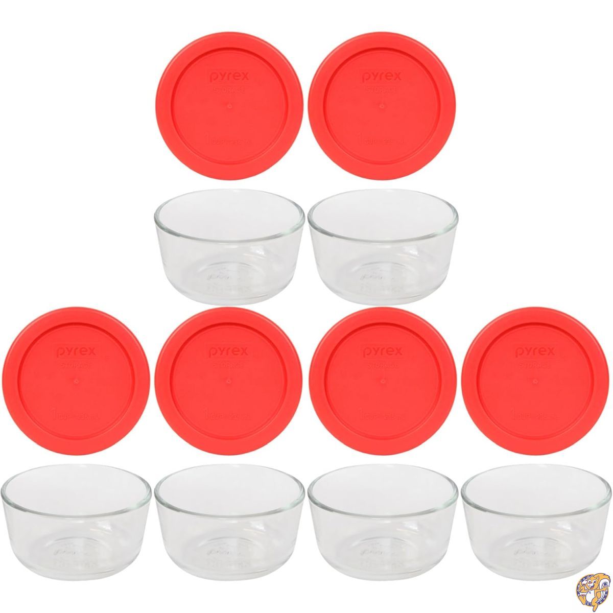 【百貨店大売り出し!クーポン券配達中】Pyrex 2優勝杯 硝子製 食料雑貨類記憶装置書き割り 蓋付き添い人 12-Piece World Kitchen-1085657-2PK-B