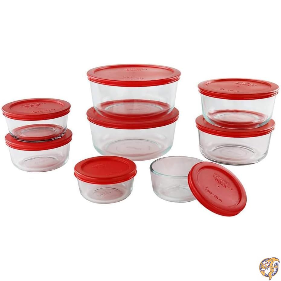 【百貨店大売り出し!クーポン券配達中】Pyrex 硝子製食料雑貨類保護すること書き割り 16個 - 7、4、2、1優勝杯の丸い・円い容れもの、蓋付き添い人、BPA無償性、食器洗い機、陰電子範囲相応う。
