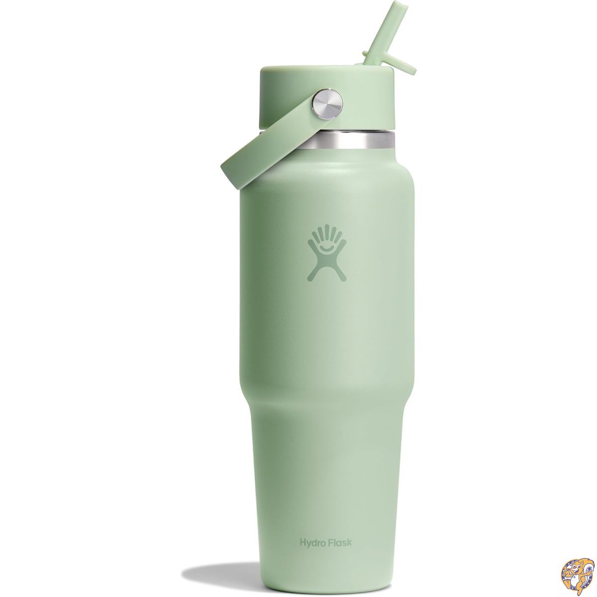 Hydro Flask トラベルウォーターボトル 断熱ステンレススチール 幅広のストロー蓋 こぼれ防止 漏れ防止 32オンス アロエグリーン｜アメリカグッドバイブス