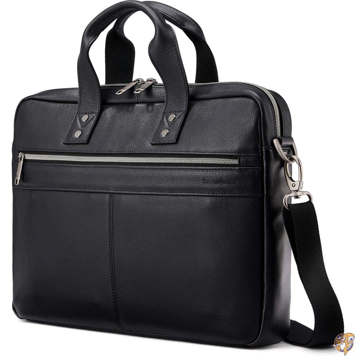 Samsonite クラシック レザー スリム ブリーフ, ブラック, One Size｜アメリカグッドバイブス