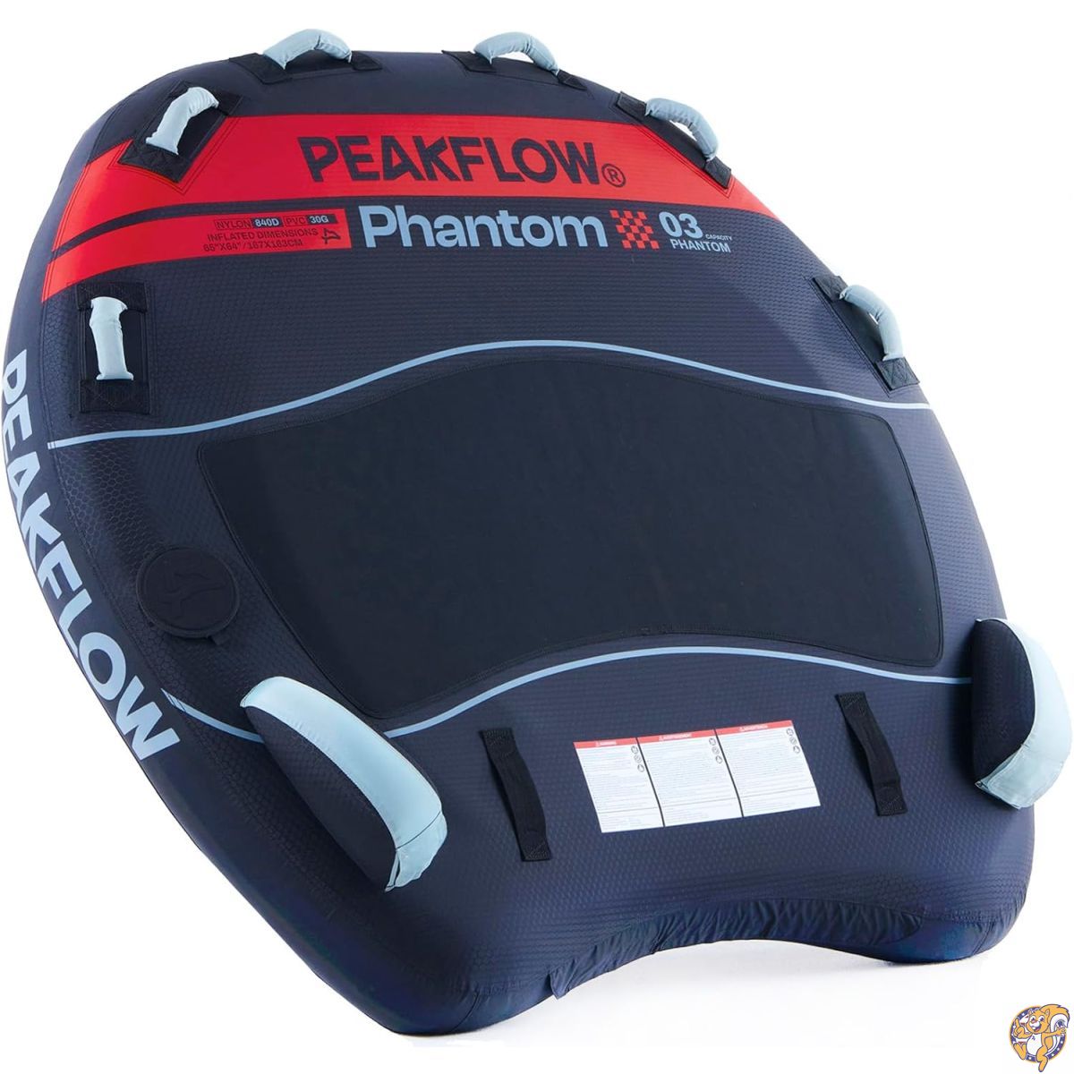 【百貨店大売り出し!引き換え証送達中】PEAKFLOW 引っ張ること式トーイングチューブ Phantom 2～3人乗り 840Dナイロン取りまかなう＆30ゲージPVCラインドライブ召しかかえる 小船用トーイングチューブ 兼ね合いフィン・水抜きシステム・スイフトコネクト (ラピッドボストンバルブ) 積み上げる