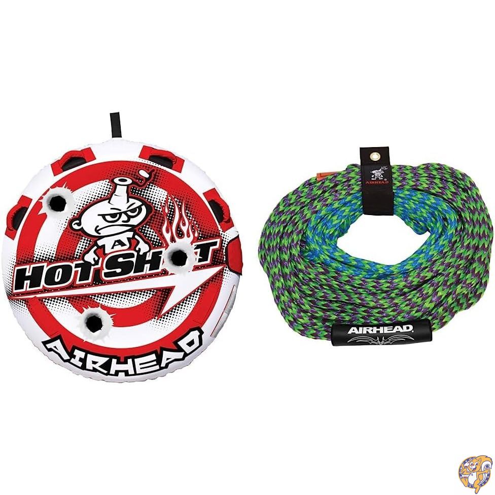 【クーポン配信中】Airhead Hot Shot トーイングチューブ 1～2人乗り ボート マリンスポーツ用 二重縫製フルナイロンカバー＆スピード安全バルブ搭載で空気入れ・抜きが簡単｜アメリカグッドバイブス