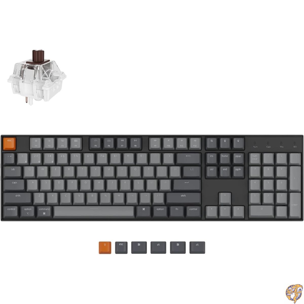 【クーポン配信中】Keychron K10 フルサイズ 104キー Bluetooth ワイヤレス メカニカルキーボード Mac/Windows対応 (Keychron Super Brown軸搭載 マルチタスク対応/ホワイトバックライト/USB Type C 有線接続)｜アメリカグッドバイブス