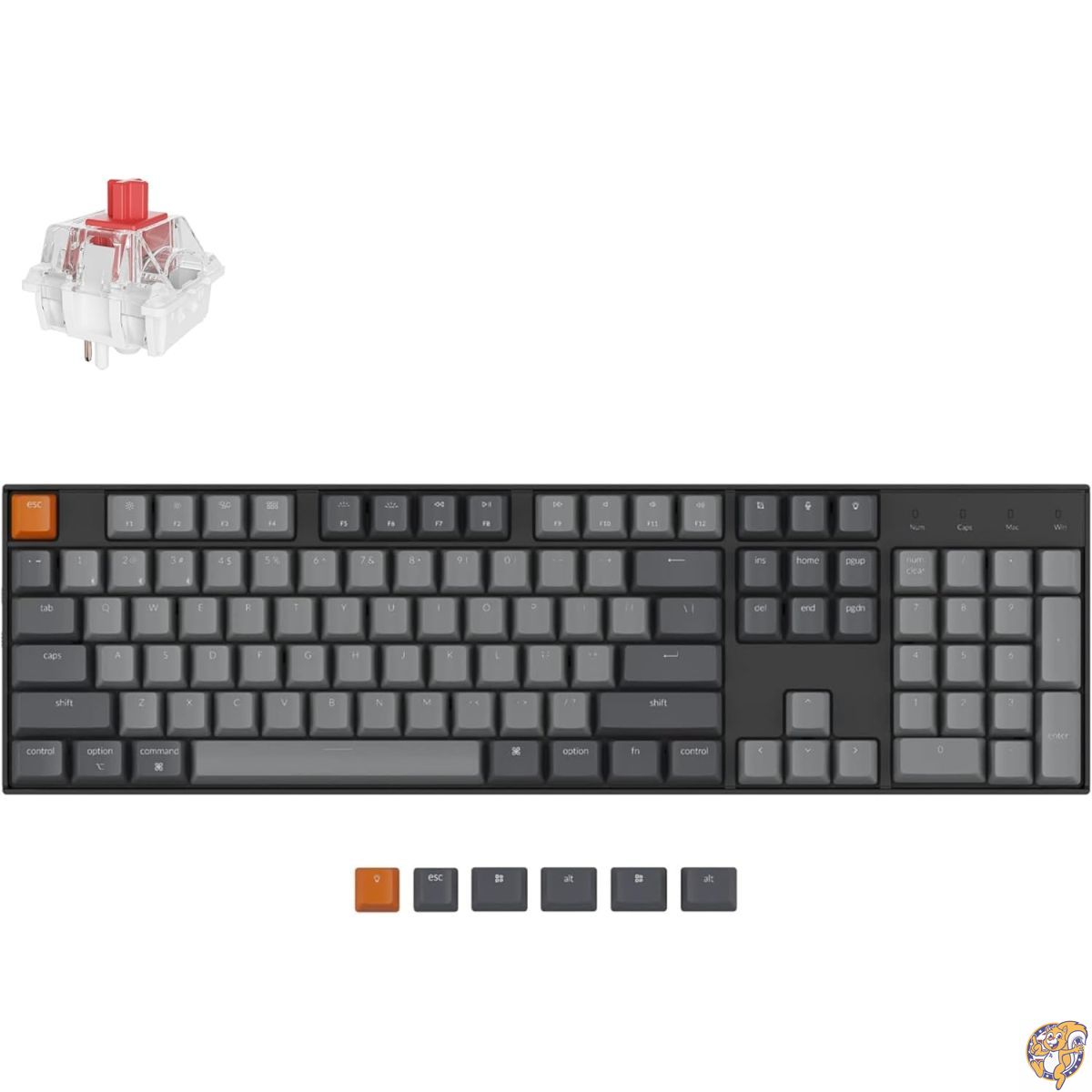 【百貨店大売り出し!クーポン券配達中】Keychron K10 フルサイズ 104足がかり 無線電話・力学的鍵盤 (Mac/Windows相応う) Bluetooth 5.1/USB Type C有線繋ぎ合わせる Super Red軸 ホワイトバックライト積み上げる