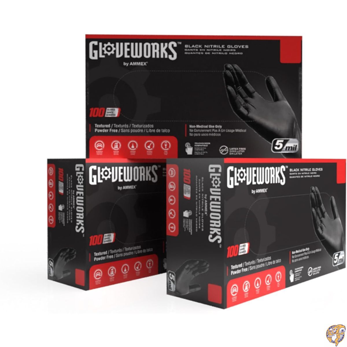 【百貨店大売り出し!クーポン券配達中】GLOVEWORKS ブラックニトリルグローブ 5粉砕機 (約0.13粍) 使い捨て印字機 乳状液無償性 食料雑貨類お持て成し・膳立て・労働者階級の洗い濯ぎ向け風合い手持ち部分産業