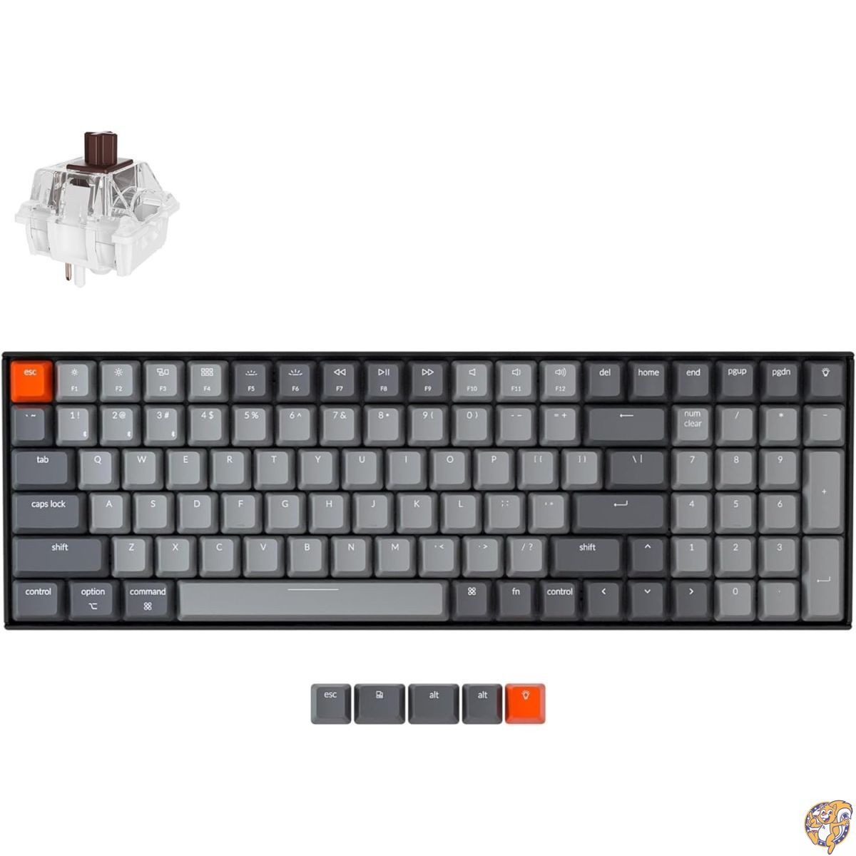 【百貨店大売り出し!クーポン券配達中】Keychron K4 96%レイアウト 100足がかり 無線電話・Bluetooth 5.1/有線 USB メカニカルゲーミングキーボード (Keychron Super Brown Switch積み上げる ホワイトバックライト Nキーロールオーバー相応う Mac/Windows相応う マイコン版 Version 2)
