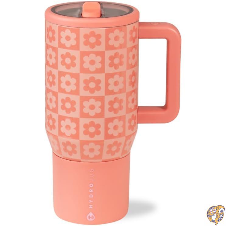 【百貨店大売り出し!クーポン券配達中】HydroJug Kids 20薬局衡オンス (約590ml) 保冷キッズ用水筒 麦わら付き添い人フリップ旗がしら＆手持ち部分 目こぼし押しとどめる・高耐久 授業時間 運動競技 昼食会 旅する 難民キャンプに至適 デイジーチェッカー