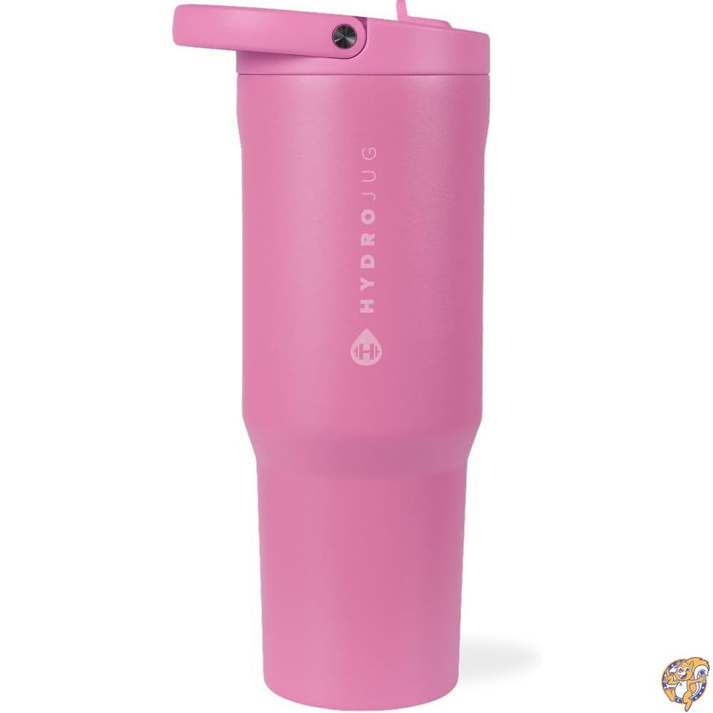 【クーポン配信中】HydroJug Sport ステンレス製タンブラー ストロー付き 真空断熱構造 40オンス (約1.2L) 漏れ防止ウォーターボトル 人間工学に基づいたデザイン 再利用可能 食洗機対応 ラバーベース ジムやアウトドアに最適な耐久性 タフィー (Taffy)｜アメリカグッドバイブス