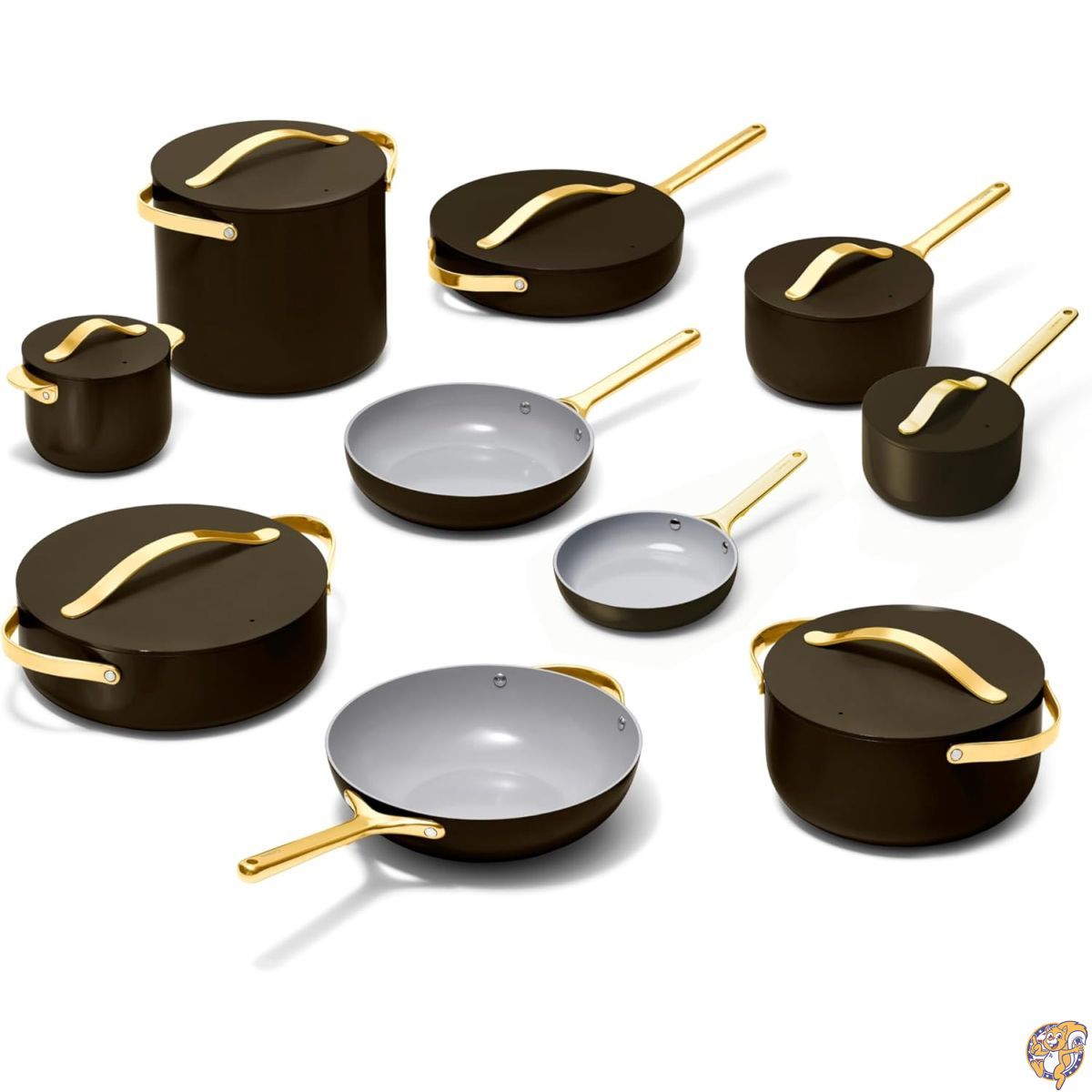 【百貨店大売り出し!クーポン券配達中】Caraway 24点書き割り ノン突っ支い棒 陶器膳立て手道具書き割り フライパン 出どころ食麺麭 ソテー食麺麭 ダッチオーブン プチクッカー 炒め鍋 ロンドー 棚卸し資産ポット 蓋 納めるまとめ役付き添い人 黒いこと
