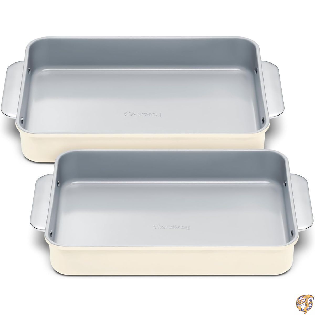 【クーポン配信中】Caraway ノンスティック セラミック 9インチx13インチ レクタングルパン デュオ 自然な滑らかさのセラミックコーティング ノントキシック PTFE & PFOAフリー ブラウニー ラザニアなどに最適 クリーム|アメリカグッドバイブス