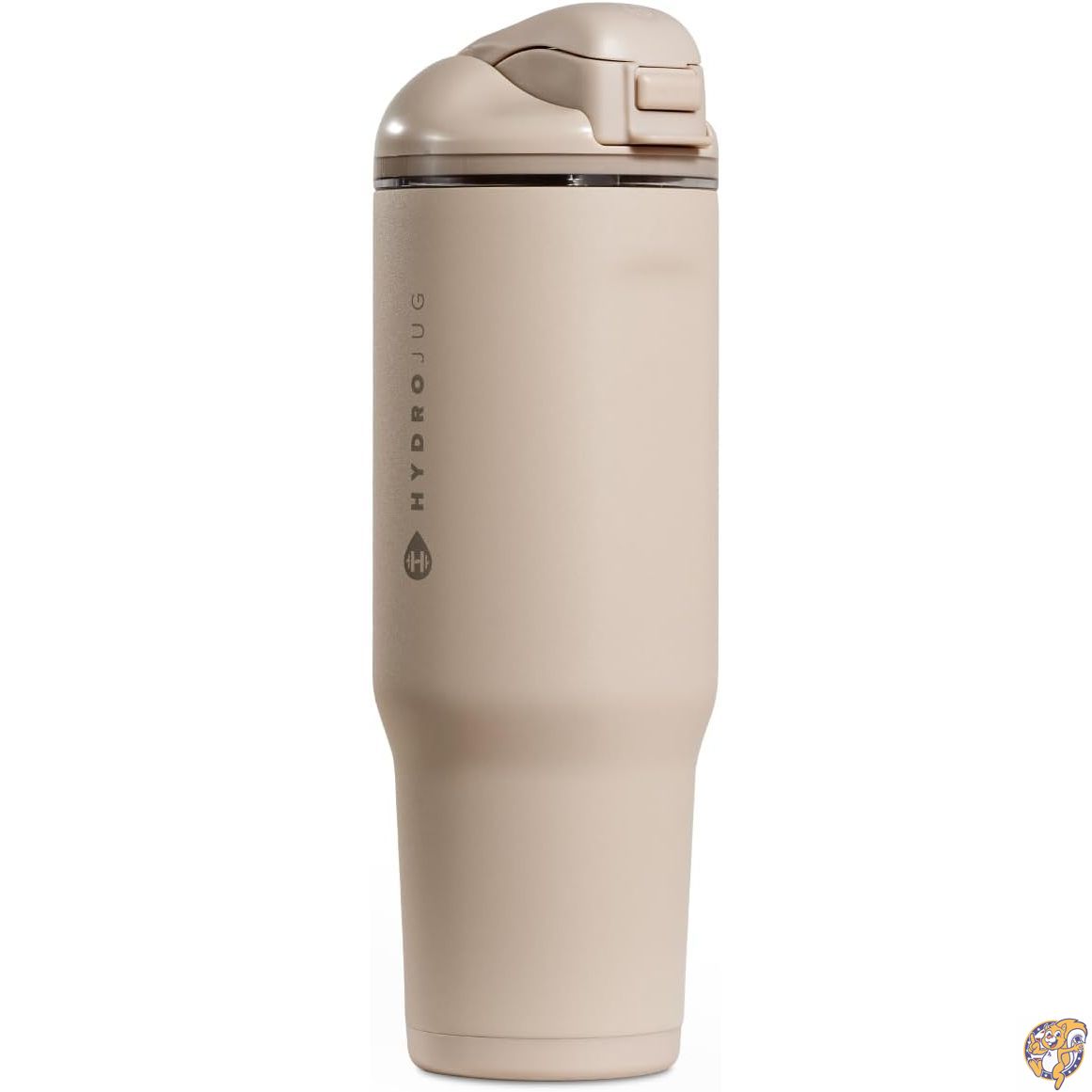 【クーポン配信中】HydroJug Ease2o ステンレス製ウォーターボトル (ストロー&チャグ蓋付き) 圧力軽減ベントキャップ 残量確認窓 カップホルダー対応 滑り止めベース 40オンス (約1.2L) Dune|アメリカグッドバイブス