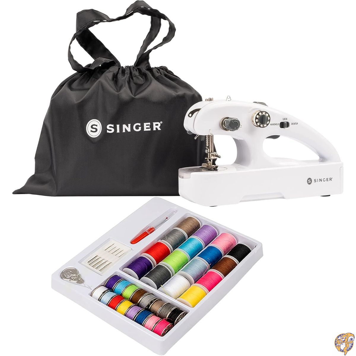 【百貨店大売り出し!クーポン券配達中】SINGER Stitch Quick + 携帯型コードレス取りつくろう機バンドル (2スレッドステッチクイック+\u0026バンドル)