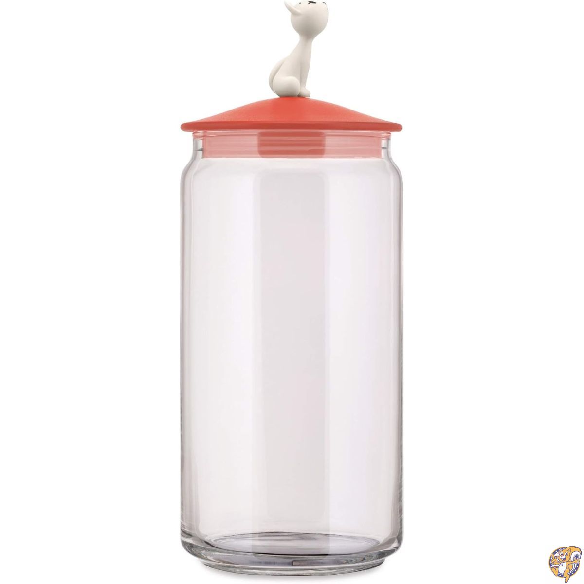 【百貨店大売り出し!引き換え証送達中】Alessi AMMI22 RO Mi\u0026#242;Jar キャットフード用硝子ジャー 熱可塑性脂フタ付き添い人 赤いことオレンジ色