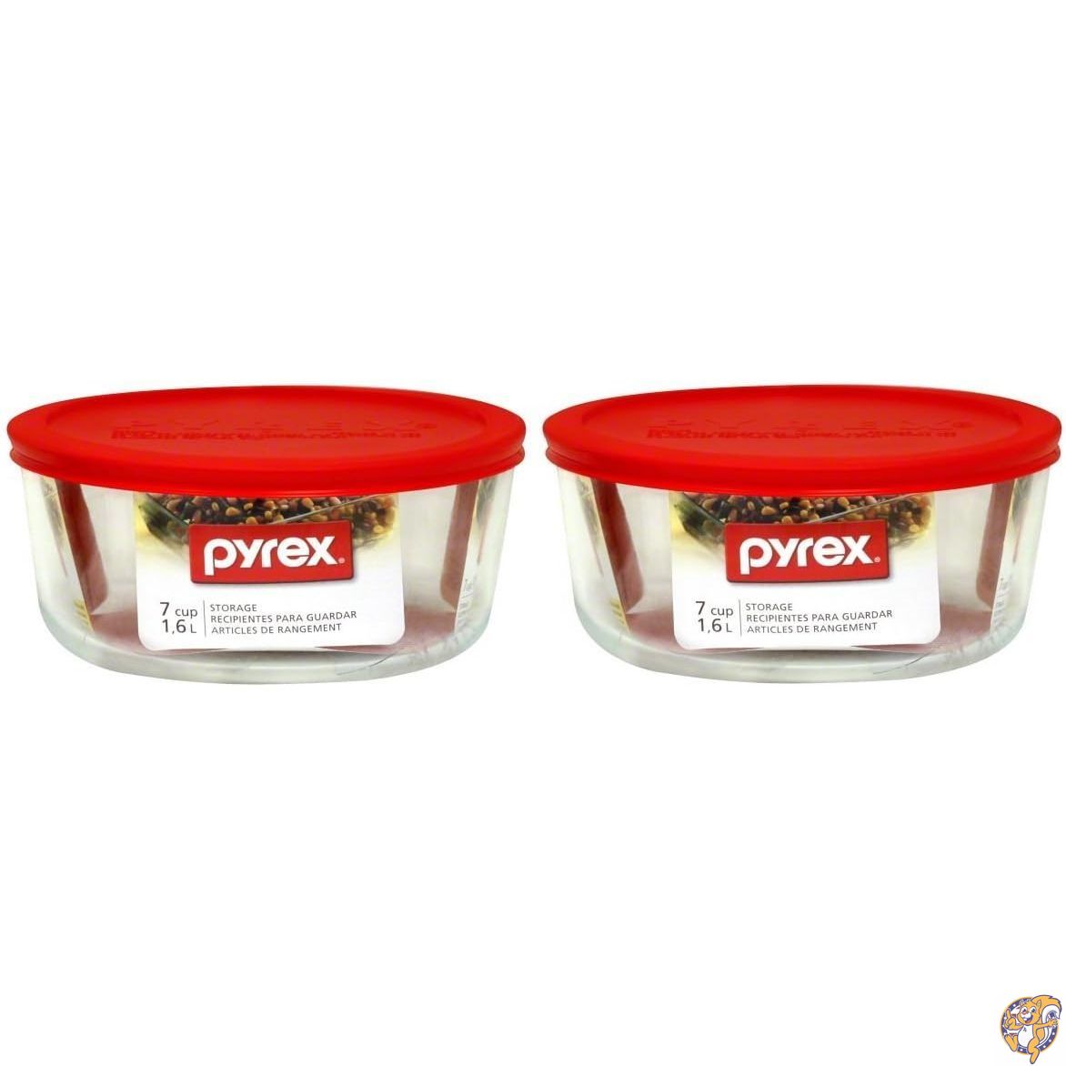 【百貨店大売り出し!引き換え証配送中】Pyrex 7203 7優勝杯 硝子どんぶり鉢＆7402 パソコン 赤いこと蓋付き添い人 (2個仕掛ける) 亜米利加製
