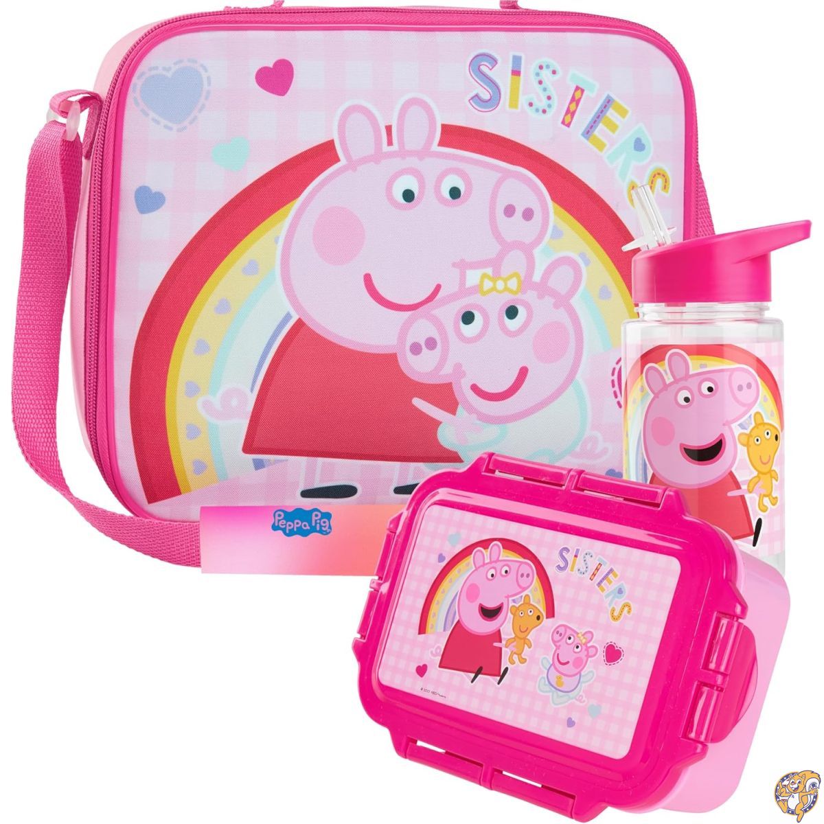 【百貨店大売り出し!クーポン券配達中】Get Trend Peppa Pig お水瓶 昼食会ボックス席 昼食会御徒面子 キッズセット 3点 断熱赤ちょうちん御徒面子 授業時間 旅する 小わっぱへの差し上げ物に (ピンクペッパピッグ)