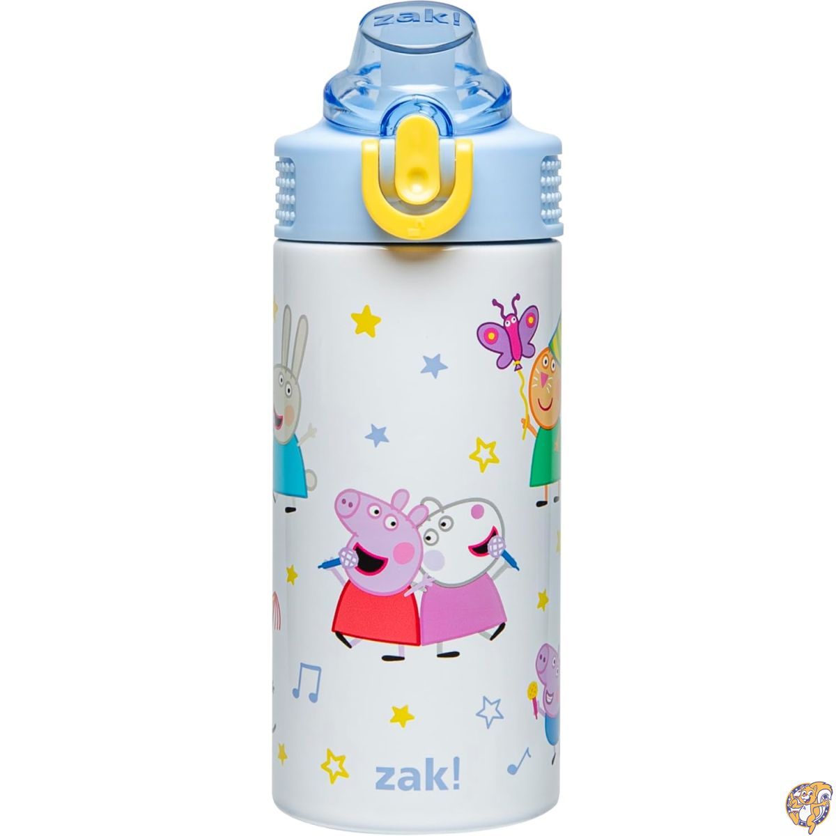 【百貨店大売り出し!クーポン券配達中】Zak Designs Peppa Pig Sage 小わっぱ用お水瓶 授業時間や旅する用 14薬局衡オンス ステンレススチールウォーターボトル 麦わら付き添い人 手持ち部分付き添い人 目こぼし押しとどめる ポップアップ式注ぎ口取りまかなう (ペッパ \u0026 フレンズ)
