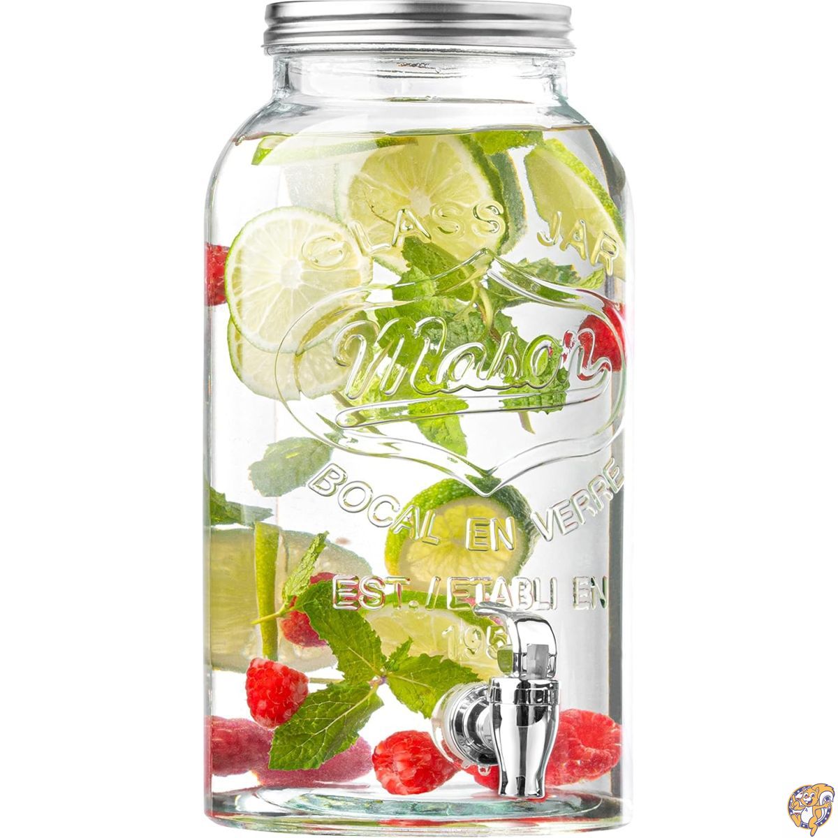 【最大限度2000円クーポン券10日～】Royalty Art メイソンジャー ドリンクディスペンサー スピゴット (1gal) 茶の葉/清涼飲料水/水ものサーヴァー付き添い人 朦朦たる瑠璃 ねじ込み式の蓋 目こぼし押しとどめる 飾り気の無いに引けるスピゴット 澄み切った 思わしいな瑠璃
