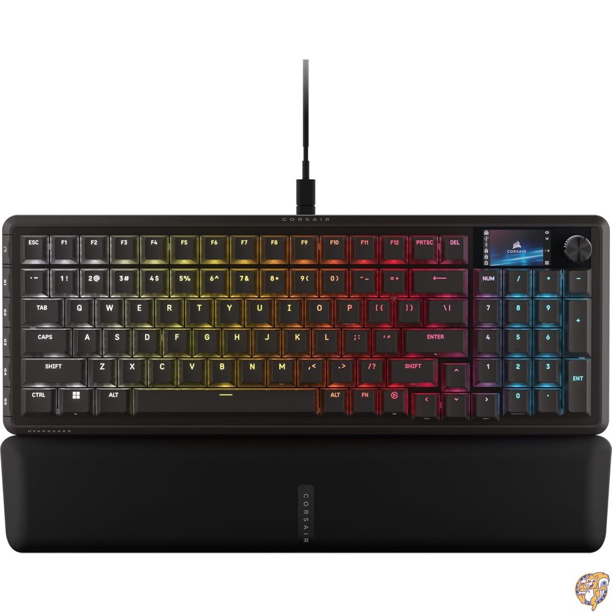 CORSAIR VANGUARD 96 有線ゲーミングキーボード 96% 割りつける 機械的 - MLX Fusion タクタイルスイッチ, LCD映写幕, Flashtap SOCD, 8000サイクル, Elgato Stream Deck 提携 英語割りつける QWERTY 黒いこと CH-91E901F-NA