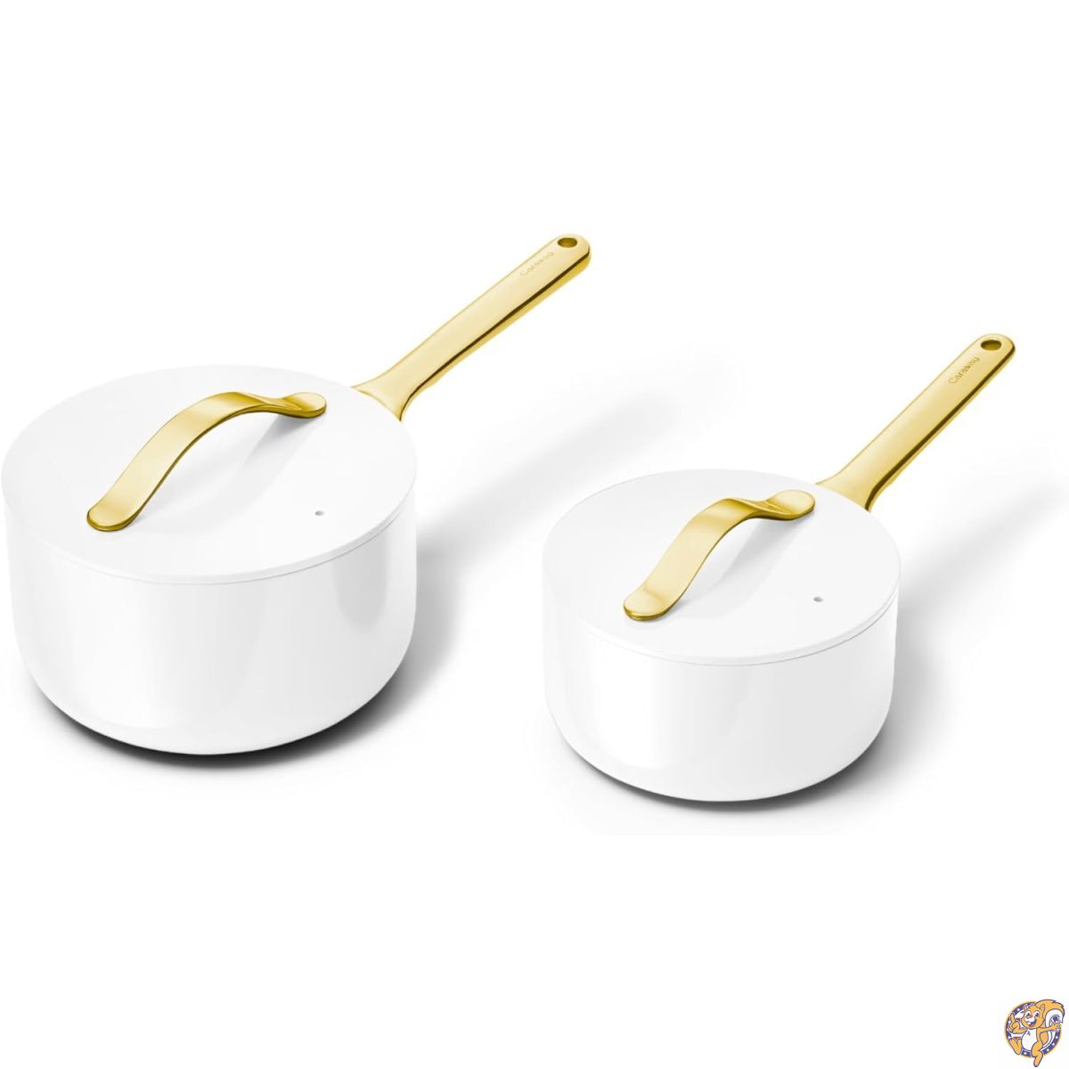 【25日最大4000円クーポン】Caraway ノンスティックセラミックソースパン 蓋付き (3クォート&1.75クォート) - 非毒性 PTFE & PFOAフリー オーブン対応 すべてのコンロに対応 (ガス、電気、IH) ホワイト｜アメリカグッドバイブス
