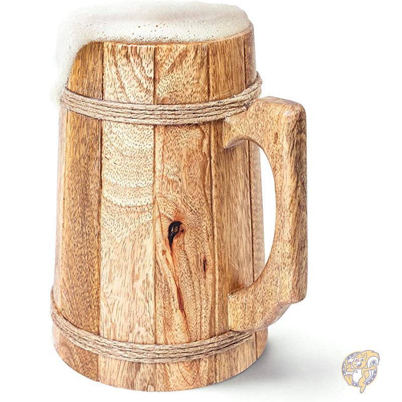 楽天市場】ビール ジョッキ 木製 ハンドメイド 茶 木製ビアマグ 父の日 
