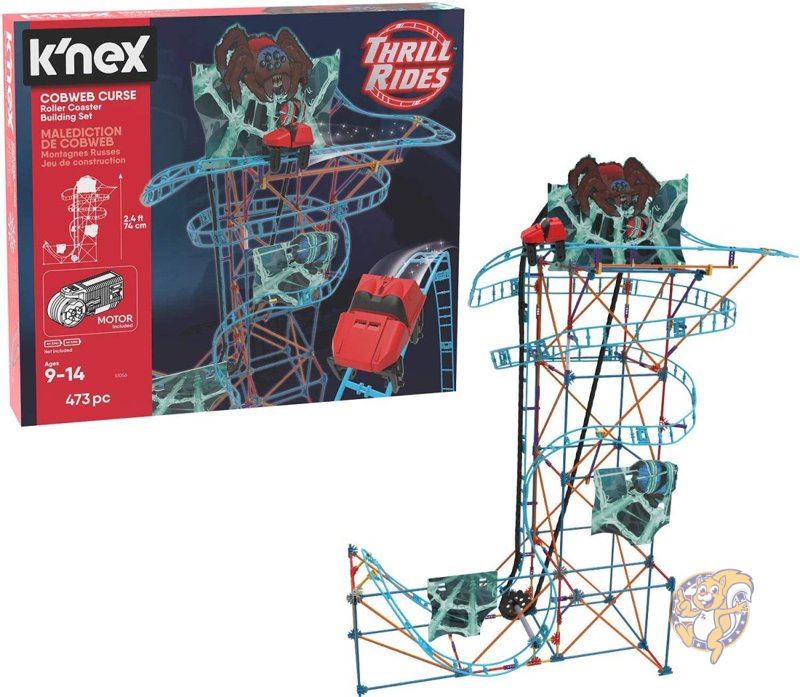 送料無料 ケネックススリルライド K Nex Thrill Ride 呪いの蜘蛛の巣 ジェットコースター組み立てセット 473ピース 教育玩具 注目ブランド Summapaincare Com