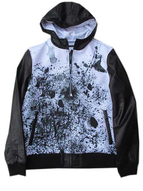 Daniel Won Wyatt Hooded Leather Sleeve Jacket black｜AMERICAN　DREAM