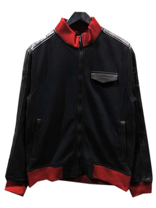 Daniel Won TRACK JACKET WITH LAMB LEATHER TRIM black/red|AMERICAN DREAM