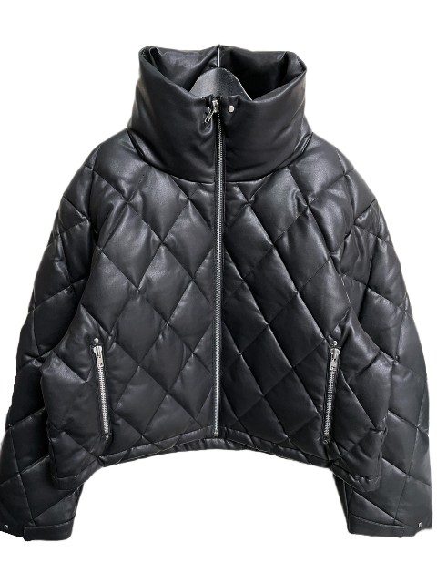 BREATHブレス FAUX LEATHER QUILTING DOWN JACKET / BLACK
