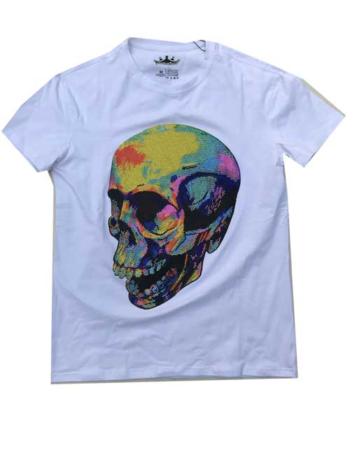 Heads Or Tailsヘッズオアテールスカルグラフィックラインストーン Tシャツwhite|AMERICAN DREAM