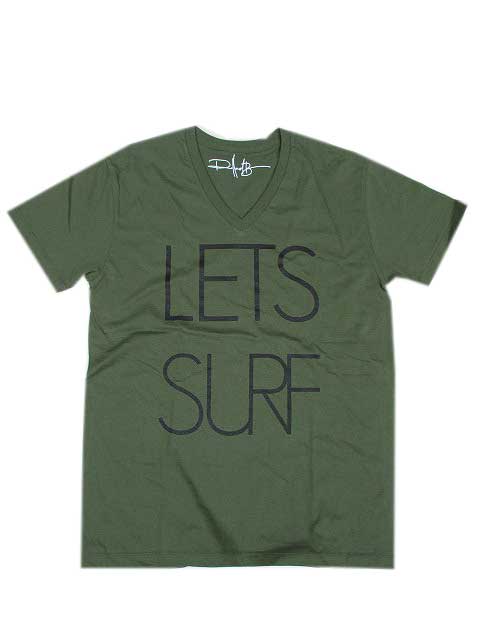 ROLLAND BERRYローランドベリー LET'S SURF VネックTシャツolive