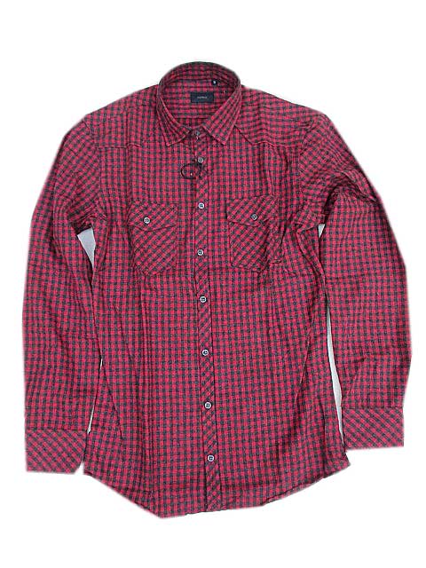 SEINSE感性\u003cBR\u003eフランネルチェックシャツ black/red