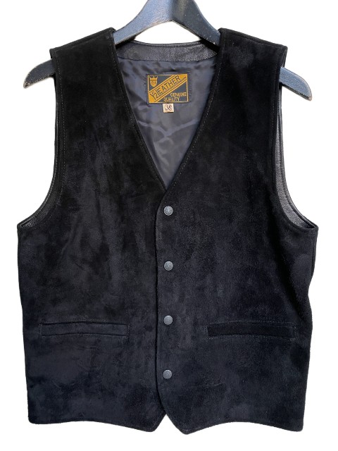 Y'2LEATHERワイツーレザー STEER ROUGHOUT VEST black TV-02