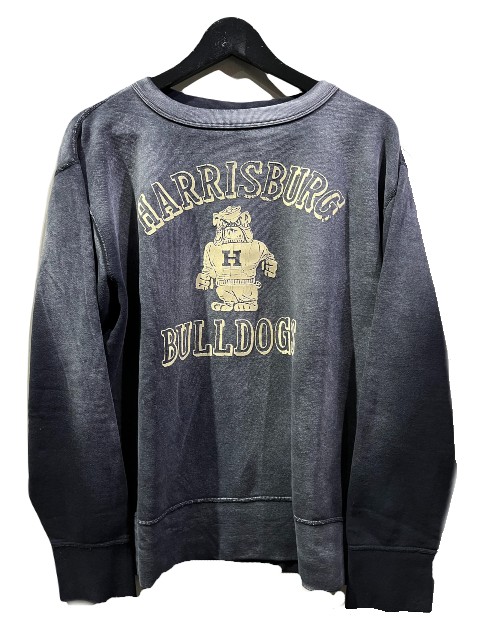 古着 70s フロッキープリント　 カレッジ 半袖ラグランスウェット　XL 935eae39c5e85f5d508bd279305f65