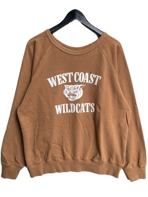 MIXTAミクスタ\u003cBR\u003eWILD CAT  CREW NECK SWEAT RAGRAN camel 亜米利加製ラグラン