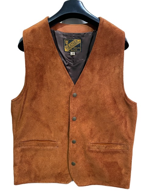 サイズ38のみ　Y'2LEATHERワイツーレザーSTEER ROUGHOUT VEST camel TV-02｜AMERICAN　DREAM
