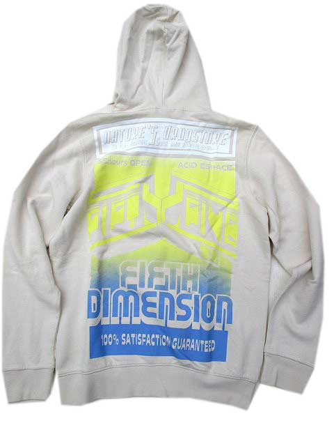 55DSLフィフティーファイブ バックプリントジップパーカーoff white