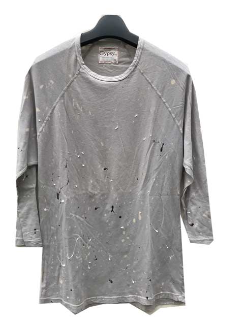 GYPSY05/ジプシー　ペンキ加工７分丈Ｔシャツ　grey