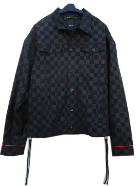 KONUSコーナス CHECKER PRINTED ジャケットblack