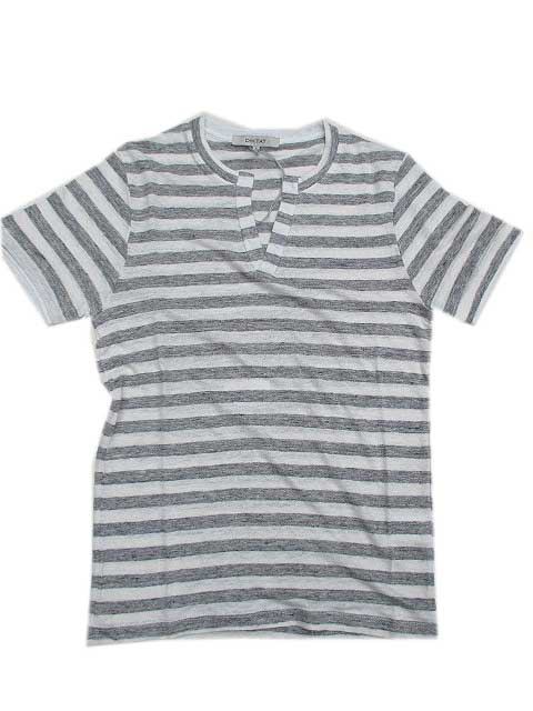 DIKTATディクタクト　麻半袖ボーダーニット　grey